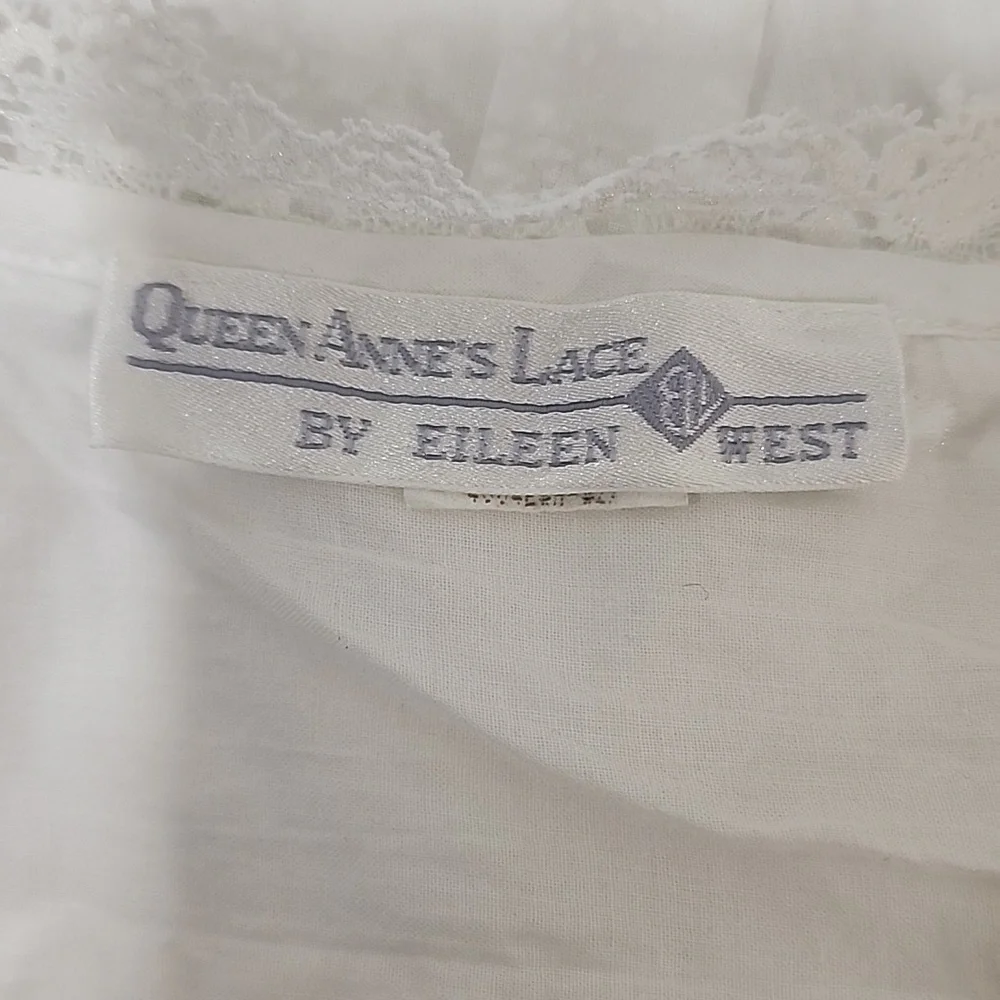 Queen Anne's Lace By Eileen West Elegant White Lace-Trimmed Nightgown - Picture 10 of 15